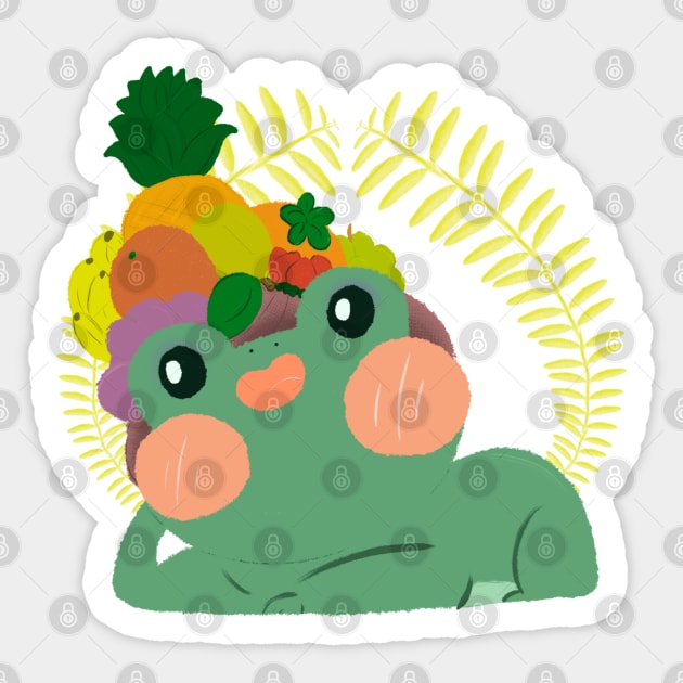 Fruit hat froggo Sticker by AmyNewBlue